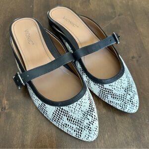 Vionic Esme Leather Snakeskin Print Mule Flat Slip On Office Party Comfy Size 6